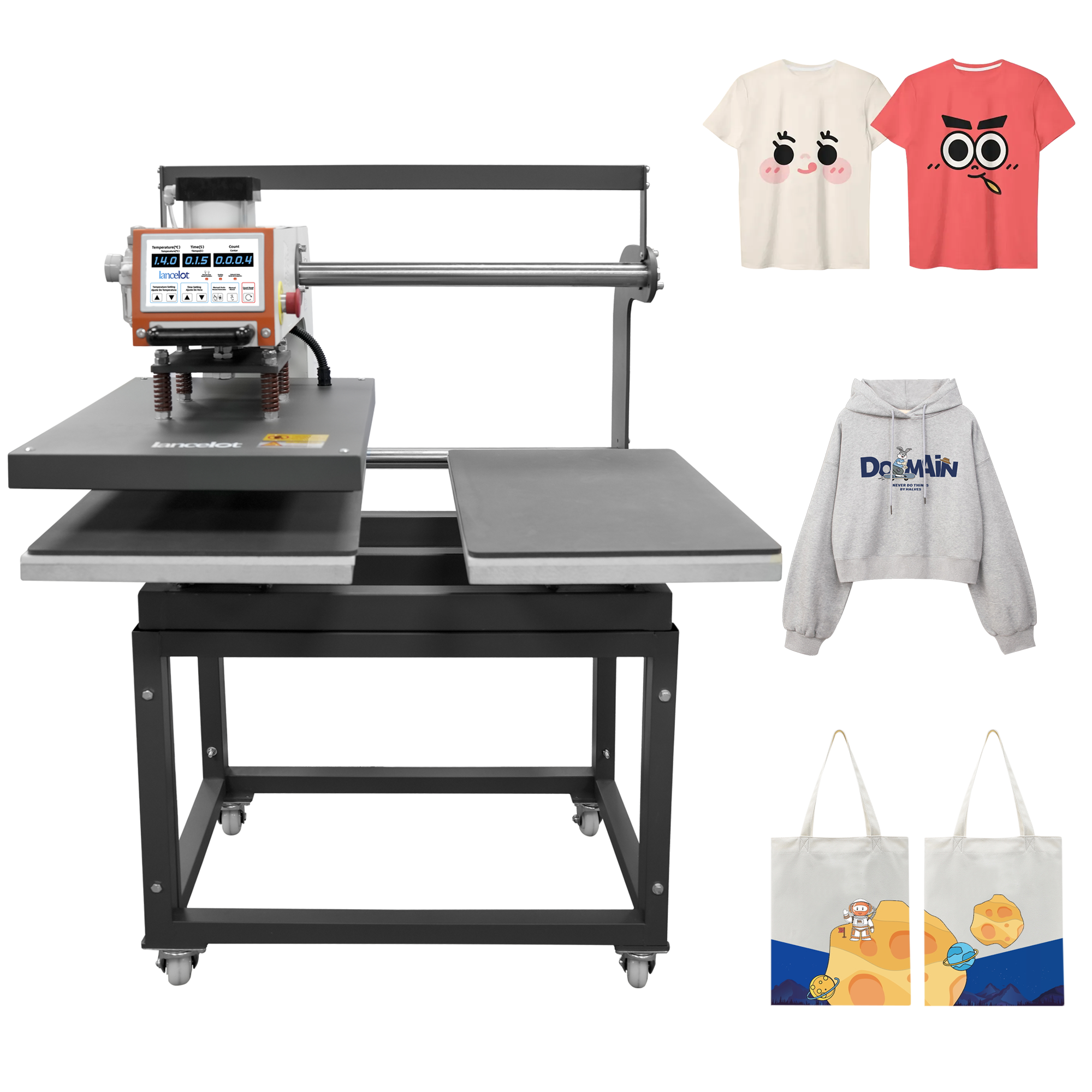 Lancelot Dual Platen Heat Press Machine ,16x24 Pneumatic Up Sliding Dual Platen Heat Press Machine for T-Shirt Press Machine for DTF Printing, Vinyl & Fabric
