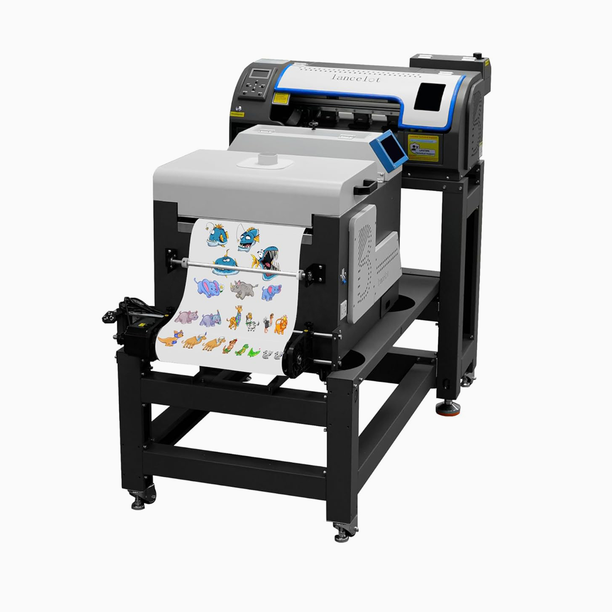 Lancelot M1630 DTF Printer Direct to Film Printer with 2X Faster Auto-Curing T-Shirt Press with Smart Ink System + Vertical Model Compact DTF Powder Shaker and Dryer Machine+Allil-one Bracket